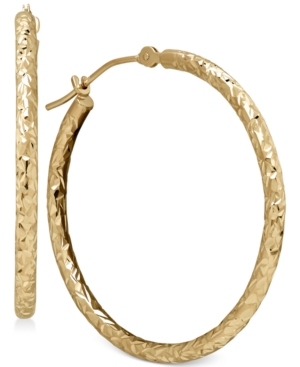 image of Round Tube Hoop Earrings in 10k Gold, 1 1/5 inch