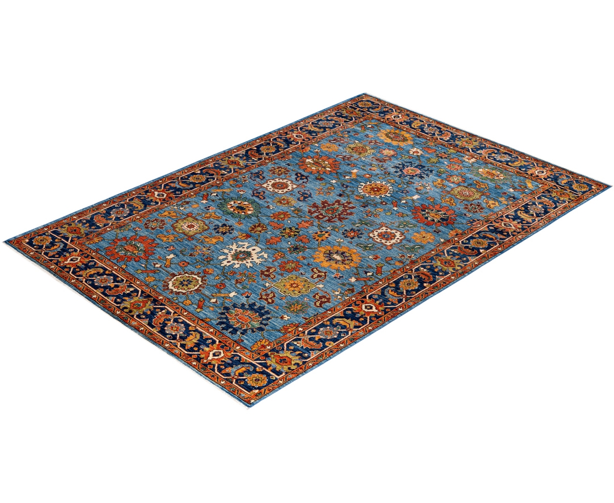 Adorn Hand Woven Rugs Serapi M1945 6'2''x9' Area Rug In Light Blue