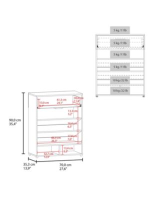 Kearns Shoe Rack, 1 Door, 4 Legs, 5 Shelves, White