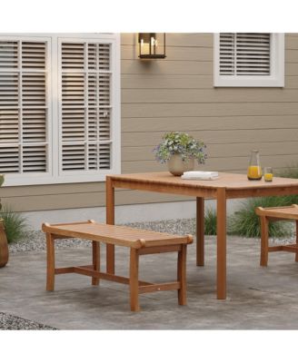Natural Solid Wood 47.2-Inch Long Rectangle Outdoor Bench