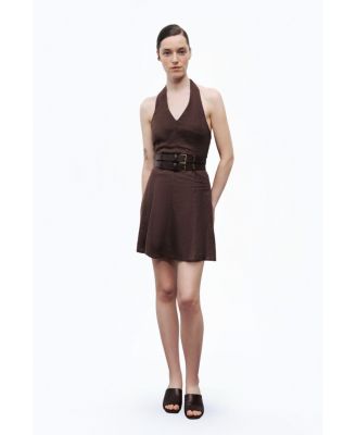 Women's Double Belt Detailed Mini Dress