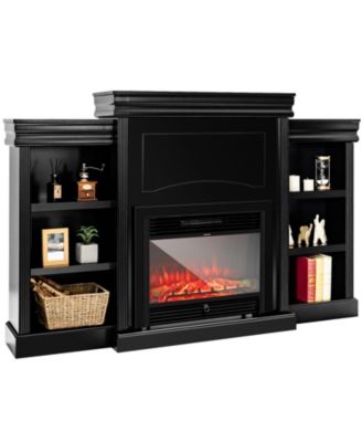 70 Inch Modern Fireplace Media Entertainment Center with Bookcase