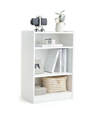 3-Tier Bookcase Open Display Rack Cabinet with Adjustable Shelves
