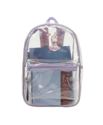 & Friends Character Print 16.5" Clear Glitter Backpack