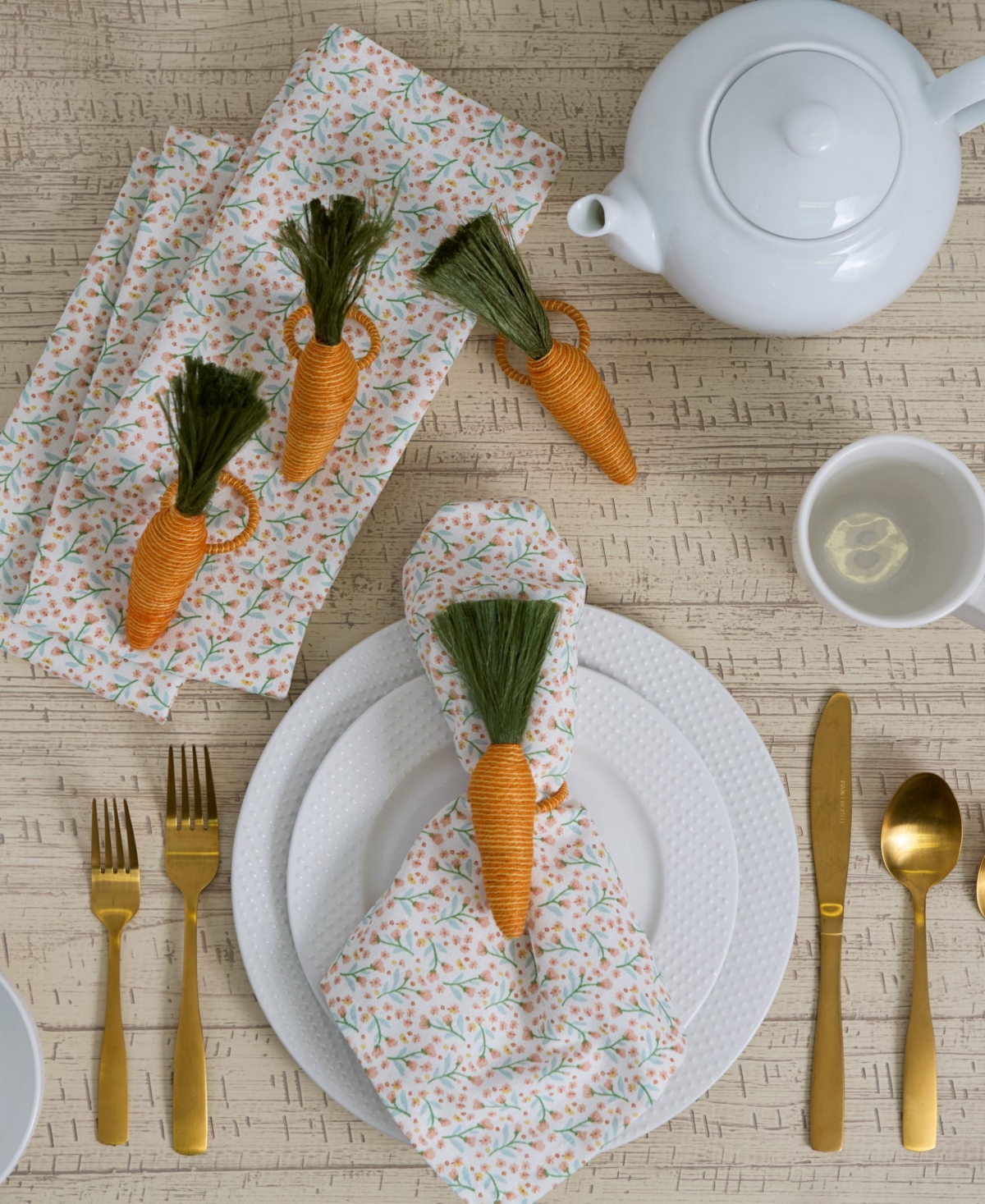 Design Imports Carrot Napkin Ring, Set Of 4 In Orange