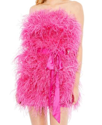 Women's Feather Strapless Mini Dress