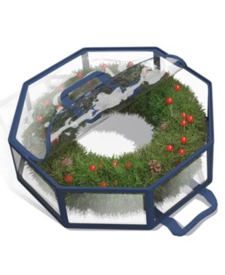 Wreath Storage Container - Clear Christmas Wreath Storage Bag, Dual Zipper and Handles - 36" Premium Wreath Storage Organizer Box - 2 Pack