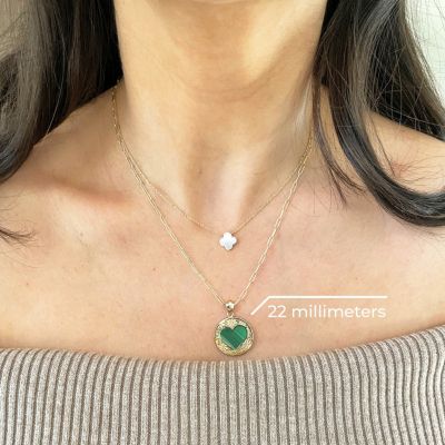 Malachite Lace Heart Charm 22 millimeter