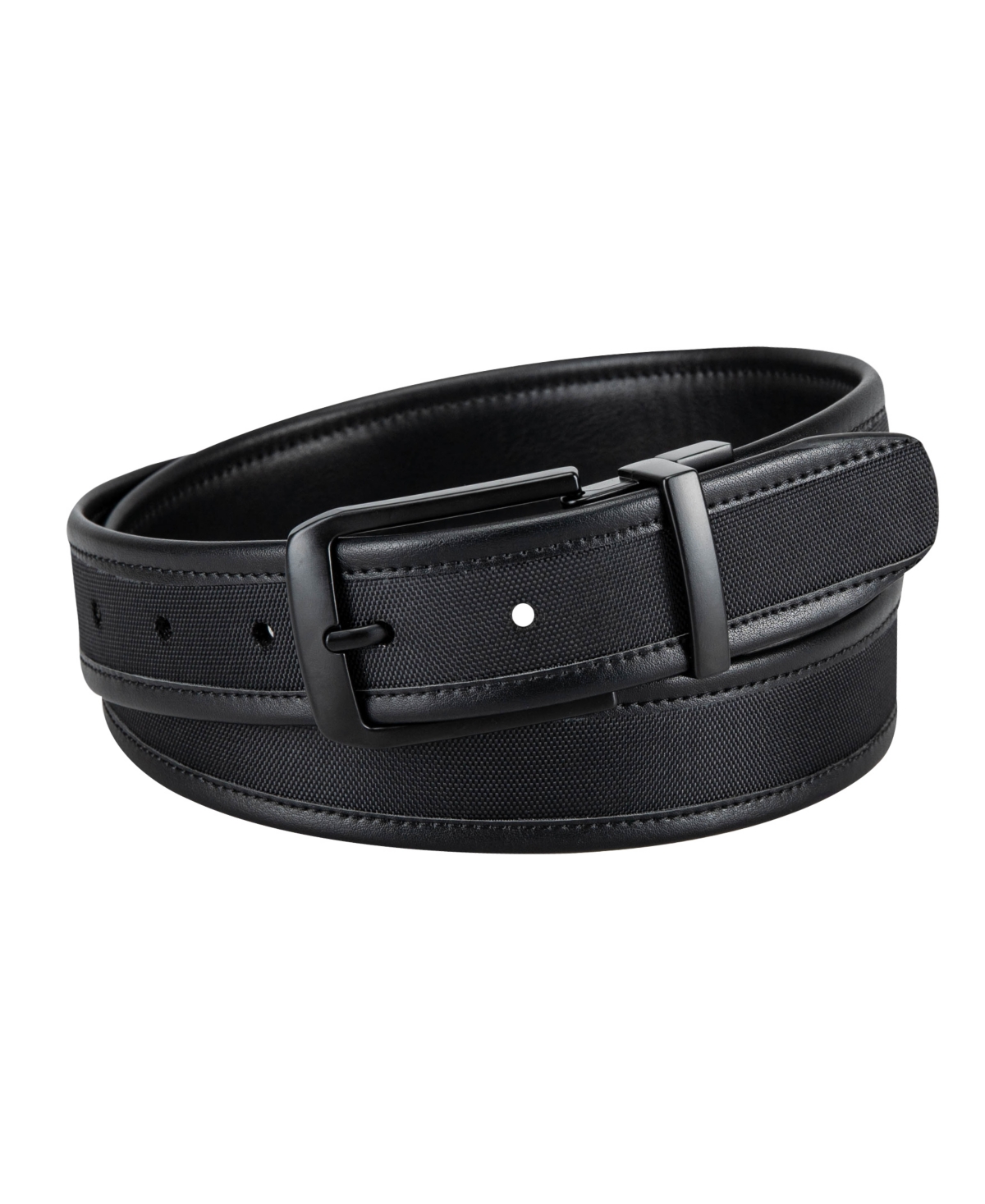 Men's 2-in-1 Fabric Inlay Reversible Stretch Belt - Black