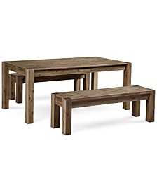 Canyon 3 Piece Dining Set, Created for Macy's,  (72" Table and 2 Benches)