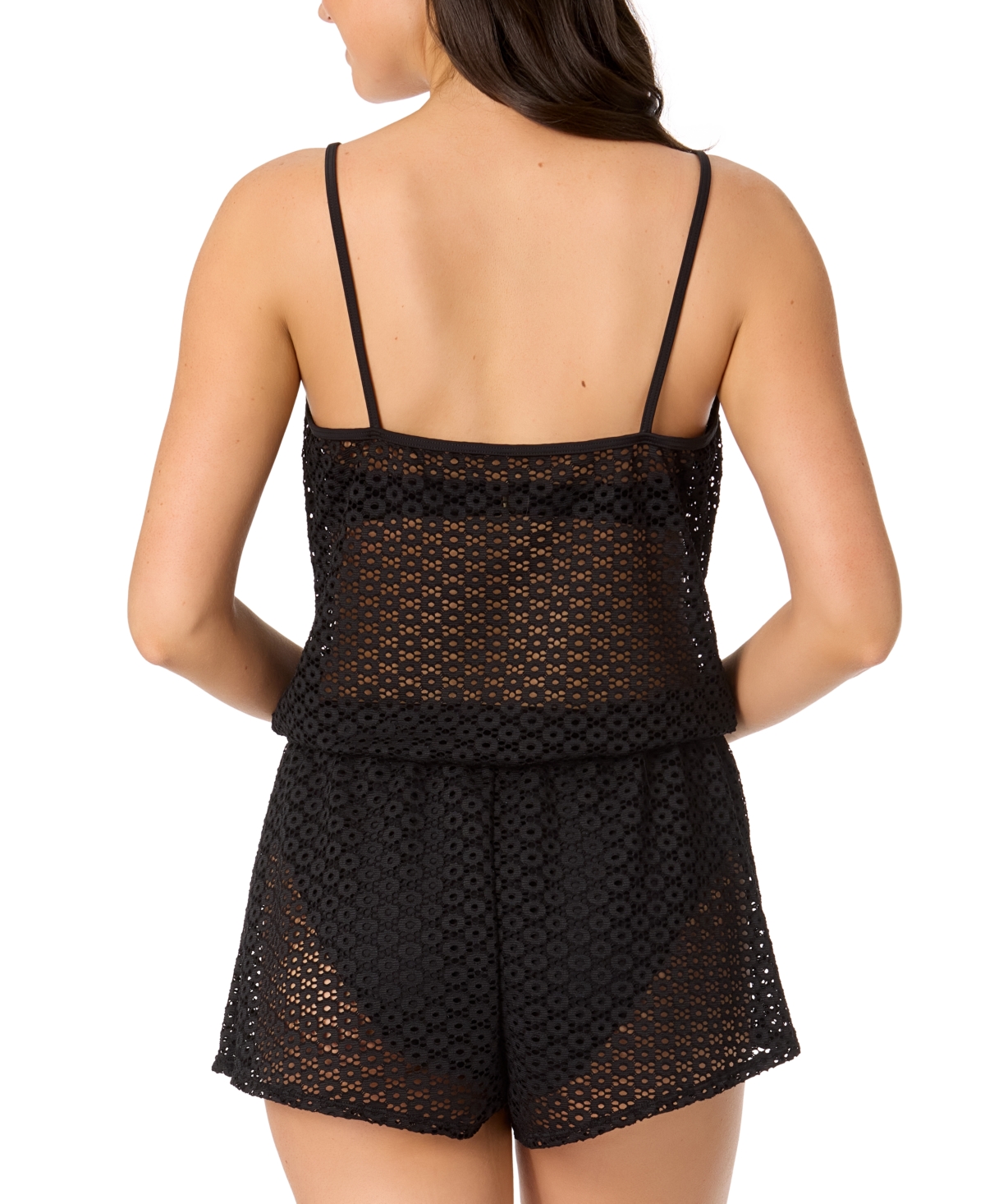 Salt + Cove Juniors' Medallion Crochet Front-drawstring Romper, Exclusively At Macy's