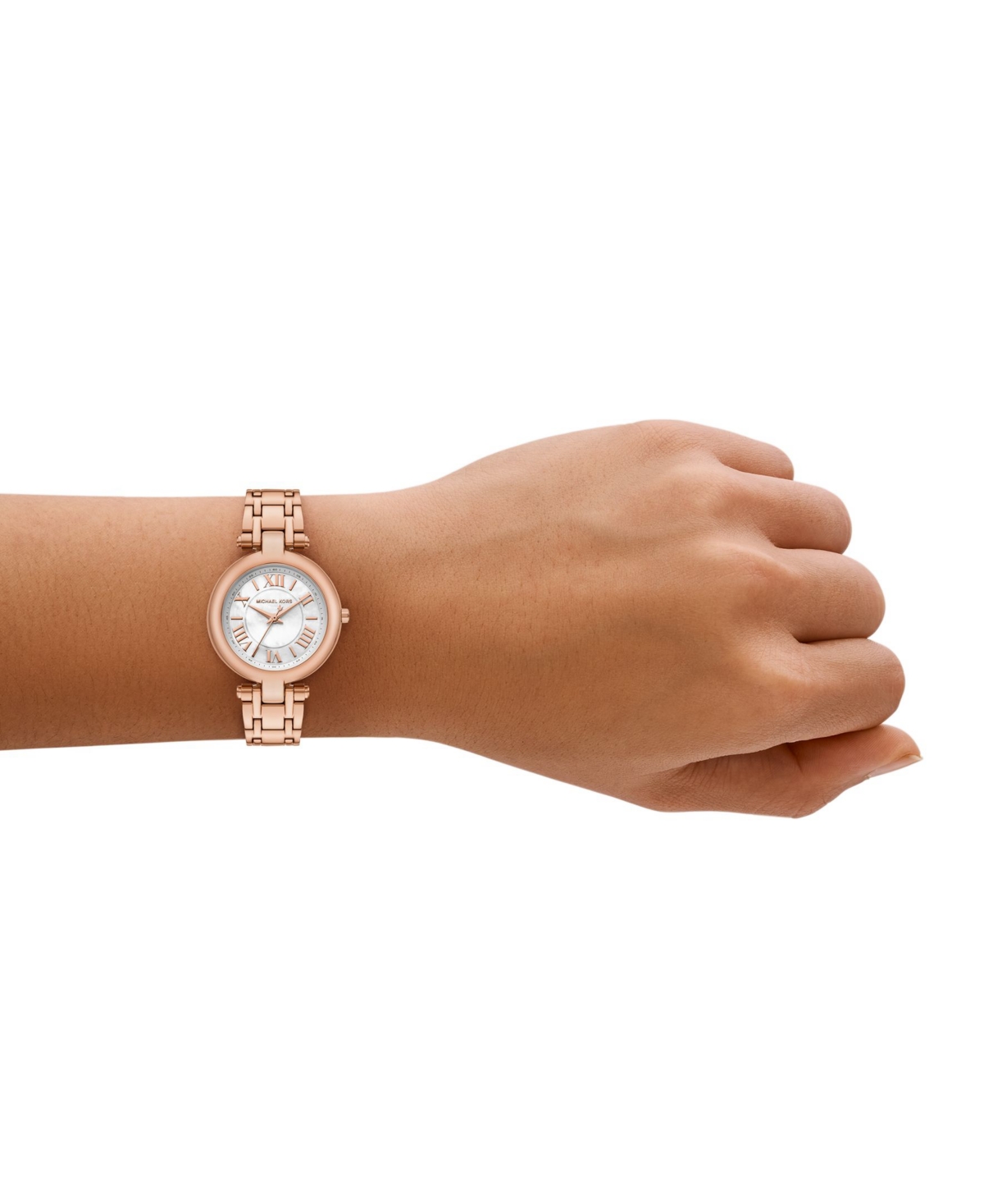 Michael Kors Women's Laney Three-hand Rose Gold-tone Stainless Steel Watch, 30mm In Rose Gold-tone
