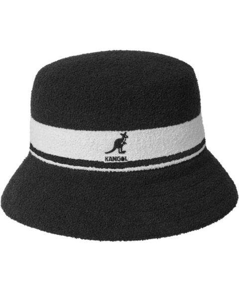 Мужские головные уборы Kangol Bermuda Stripe Bucket, цвет: Чёрный