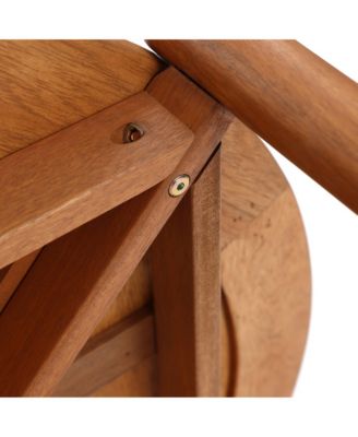 Natural Wooden Outdoor Coffee Table, Round Solid Wood Patio Table