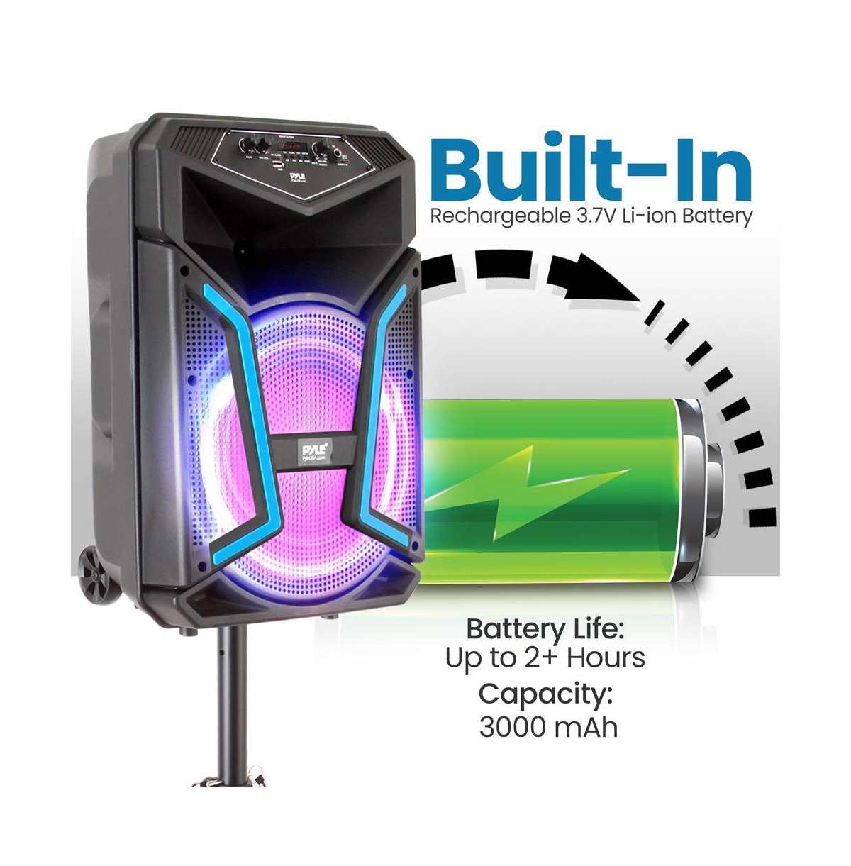 SereneLife 12" Bluetooth Pa Speaker & Mic System with Led Lights, 800W