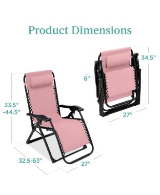 Oversized Zero Gravity Chair, Folding Recliner w/ Removable Cushion, Side Tray