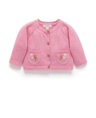 Purebaby Baby Girls Hand Embroidered Cardigan - Macy's