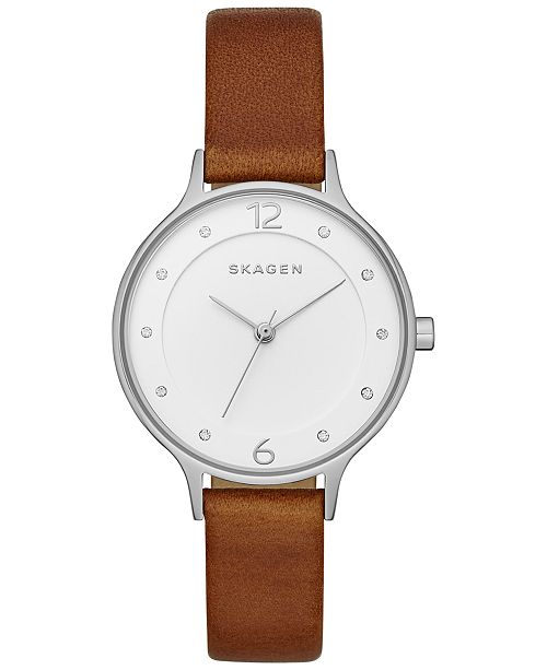 Skagen Women's Anita Brown Leather Strap Watch 30mm SKW2399 & Reviews - Watches - Jewelry