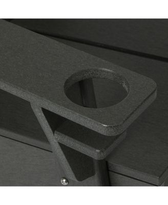 Outdoor 4-Piece HDPE Modern Adirondack Chairs Set with Folding Patio Ottomans and Cup Holder