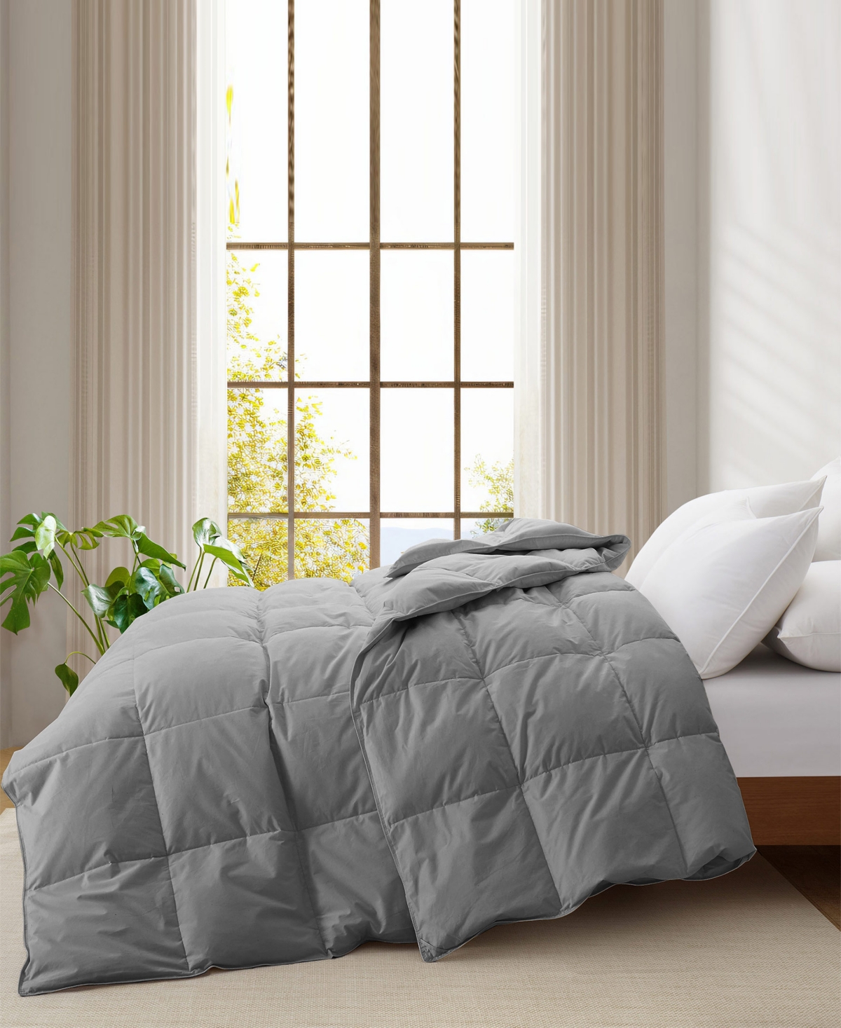 Unikome All Season Goose Down Comforter, California King In Gray