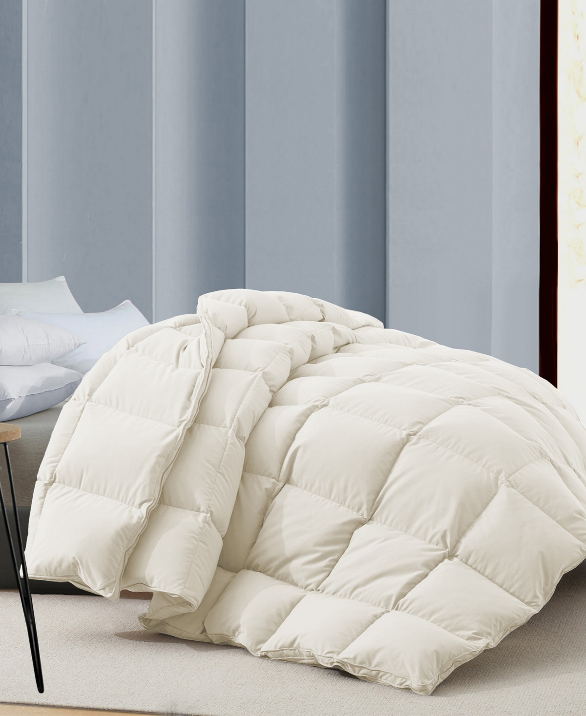 Unikome Medium Warmth Goose Feather Down Fiber Comforter, Full/queen In Neutral