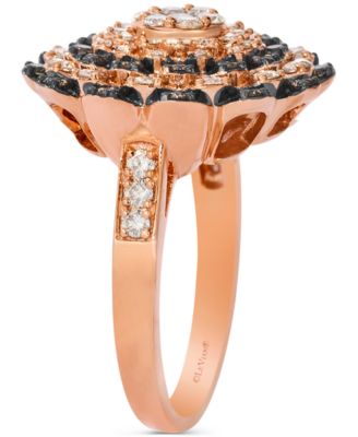 Chocolate Diamond & Nude Diamond Flower Cluster Statement Ring (1-1/6 ct. t.w.) in 14k Rose Gold