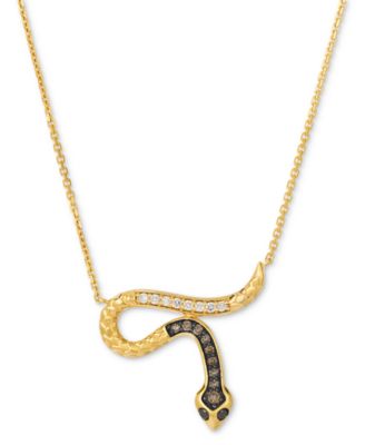 Le Vian - Chocolate Diamond, Nude Diamond, & Blackberry Diamond Snake Adjustable 19" Pendant Necklace (1/4 ct. t.w.) in 14k Gold