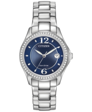 image of Citizen Women-s Eco-Drive Swarovski Crystal-Accented Stainless Steel Bracelet Watch 29mm FE1140-86L