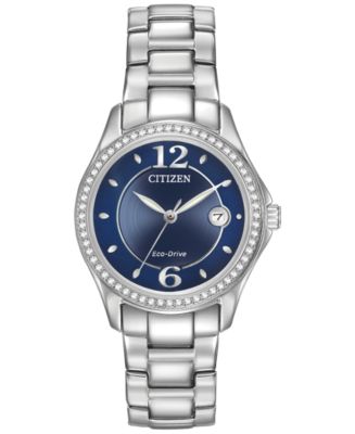 Citizen Women's Eco-Drive Crystal-Accented Stainless Steel Bracelet Watch  29mm FE1140-86L - Macy's