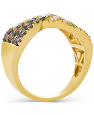 Chocolate Ombr&eacute; Diamond Multirow Crossover Ring (1-1/6 ct. t.w.) in 14k Gold