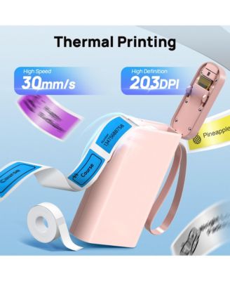 P21-A Label Maker Machine with Tape, Label Printer Thermal Mini Label Makers with Built-in Cutter and Multiple Templates, Portable Printers for School, Office and Home Use, Pink