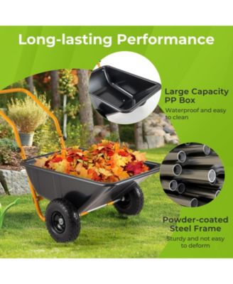 Dual-Wheel Wheelbarrow Garden Utility Cart with Pneumatic Tires