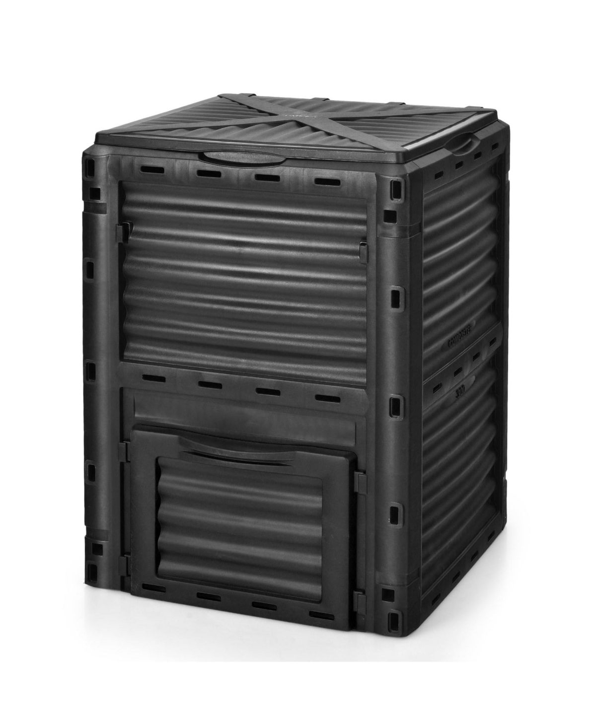 80-Gallon Outdoor Composter with Large Openable Lid and Bottom Exit Door - Black