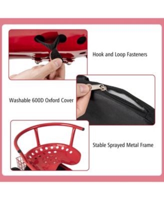  16.5&amp;#x22;-20.5&amp;#x22; Rolling Garden Cart with Height Adjustable Swivel Seat and Storage Basket