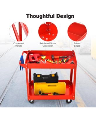Heavy-Duty Metal Frame 2-Tier Utility Cart with Handle
