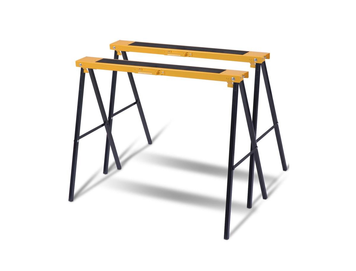 2 Pack Heavy Duty Sawhorse with Steel Folding Legs - Natural