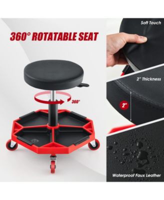 330 LBS Capacity Pneumatic Rolling Mechanic Stool with Padded Seat
