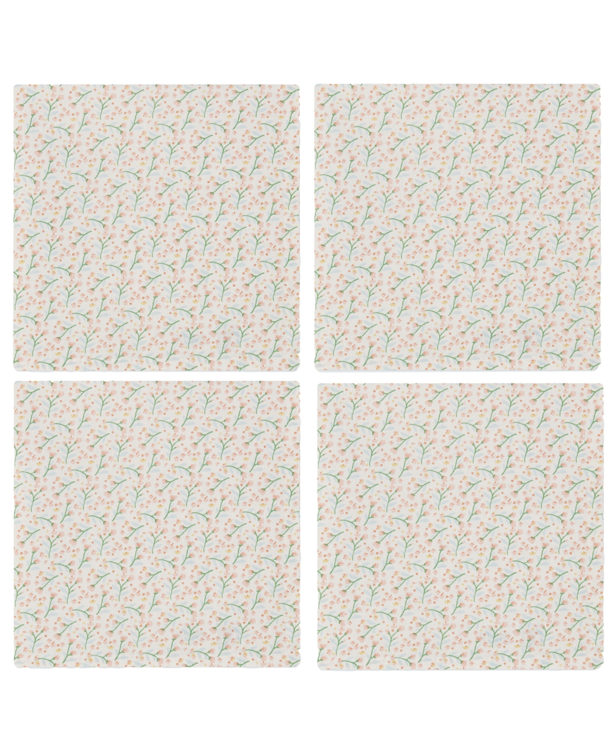 Design Imports Spring Blossom Printed Cotton Napkins, Set Of 4 In Off White
