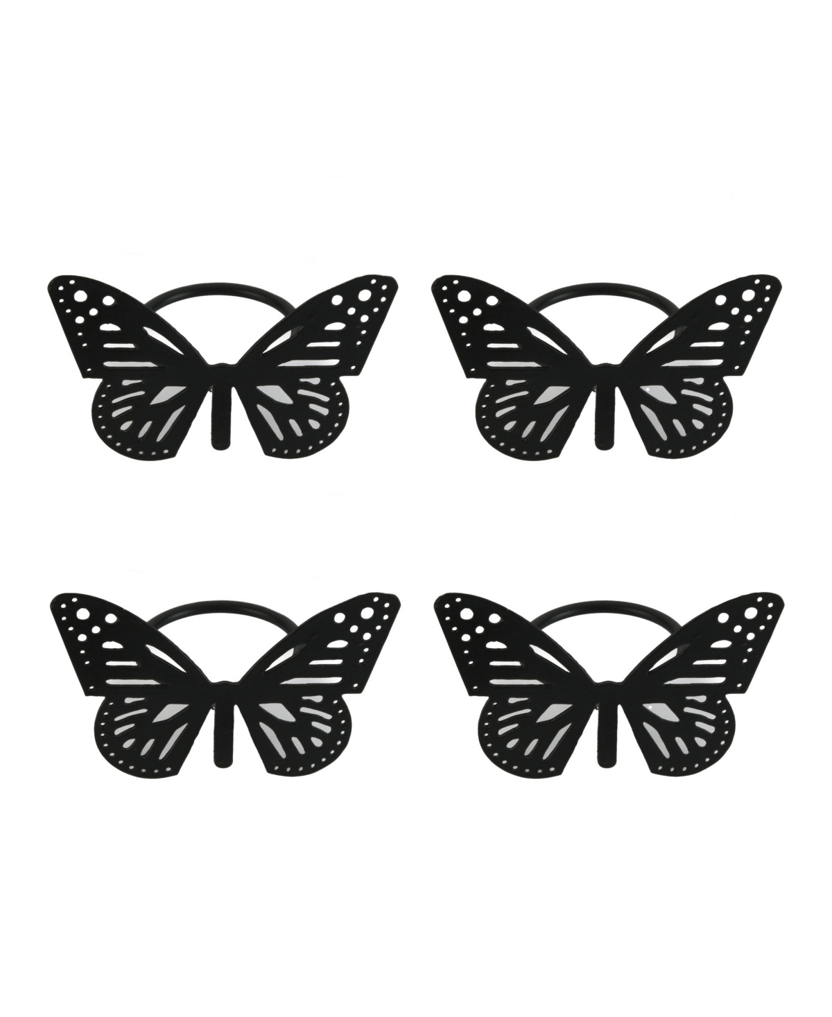 Design Imports Butterfly Metal Napkin Ring, Set Of 4 In Black