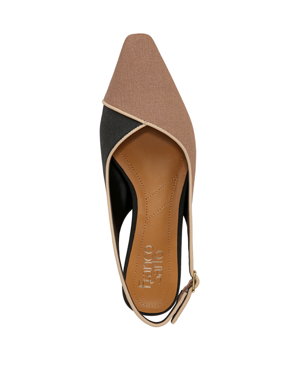 Franco Sarto Women's Raena 2 Pointed Toe Slingback Flats In Tan,black Twill Fabric