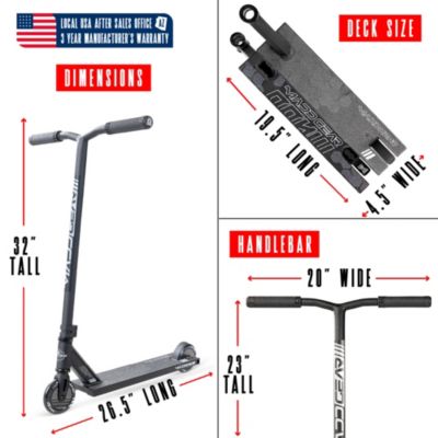 Pro Stunt Scooter for Kids Ages 8 - 12 – Lightweight Durable Trick Scooter for Skatepark and Street – MG3 - Black