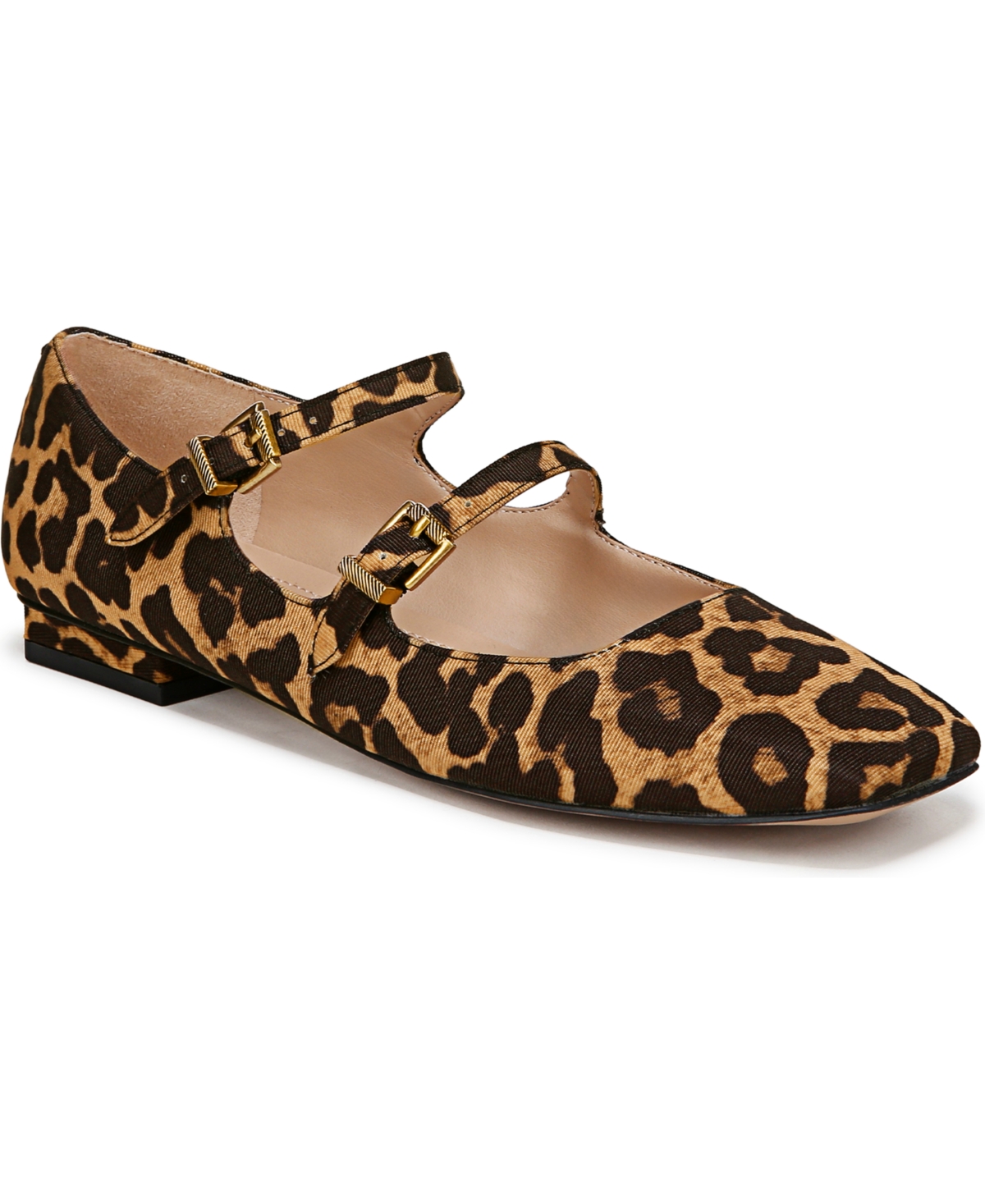 Shop Franco Sarto Women's Tesoro Square Toe Mary Jane Flats In Leopard Print Fabric