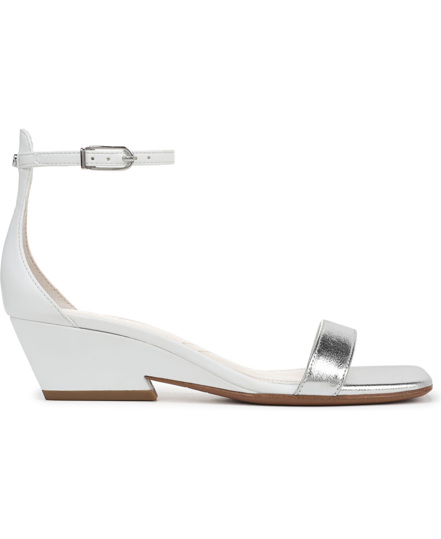 Женские сандалии Franco Sarto Sadie Open Square Toe Strappy Dress Sandals, цвет: Белый / Серебряная искусственная кожа — фото 2