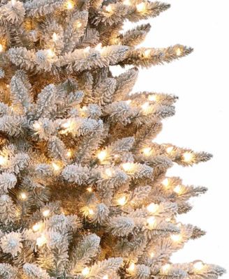 Puleo 7.5FT &nbsp;Pre-Lit Flocked Slim Fraser Fir Artificial Christmas Tree