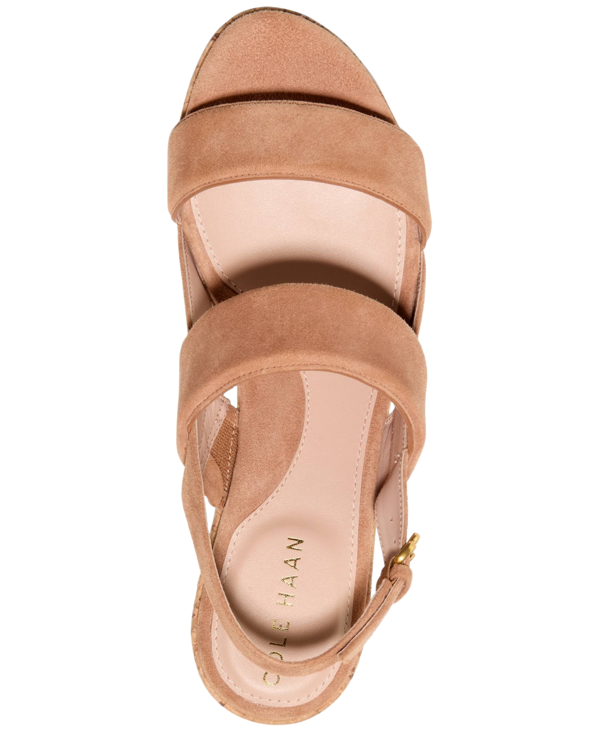 Cole Haan Aislin Wedge Sandal In Dark Caramel Suede,natural Cork