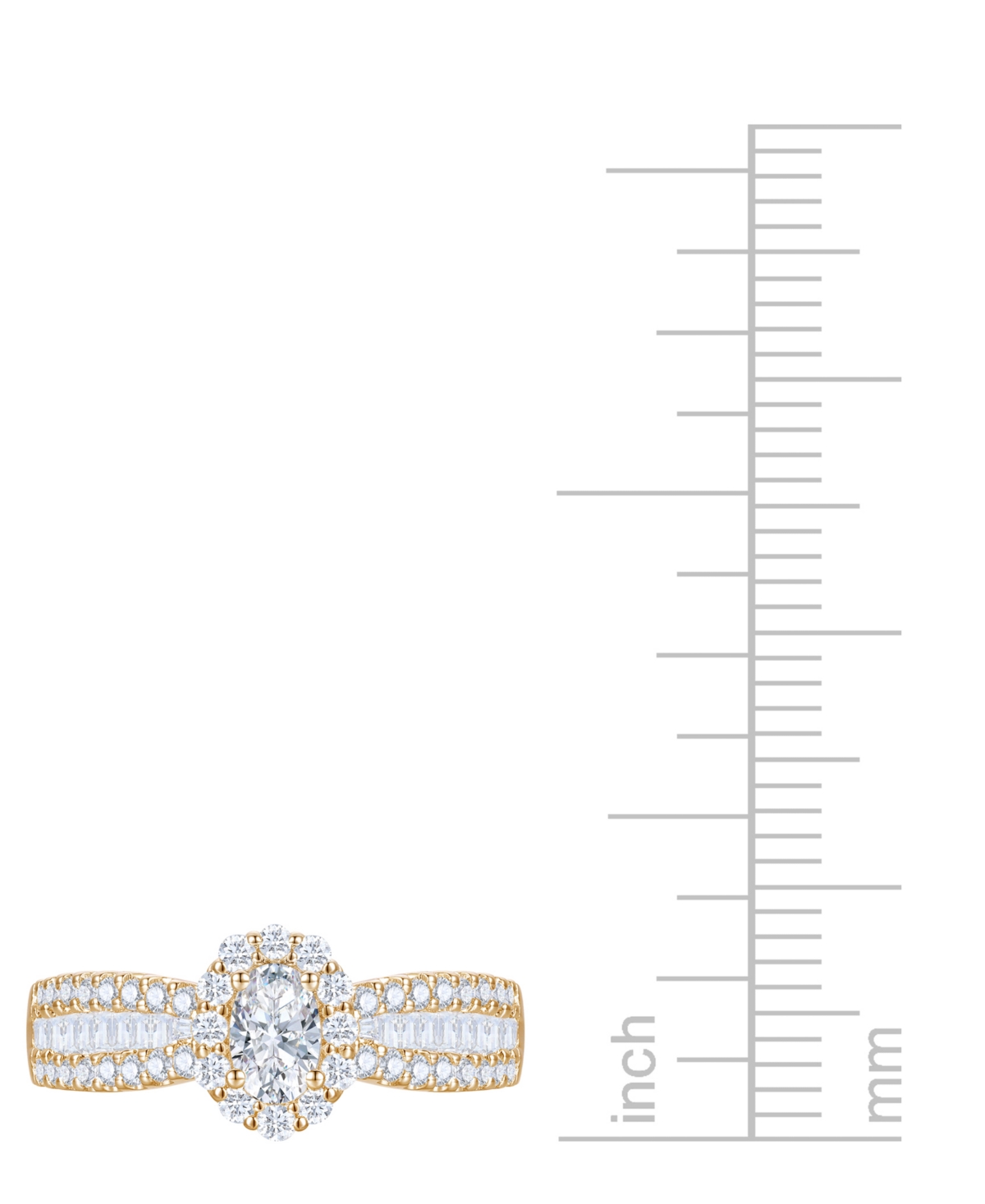 Macy's Diamond Oval Halo Three Row Engagement Ring (1 Ct. T.w.) In 14k Yellow Or White Gold In Yellow Gold