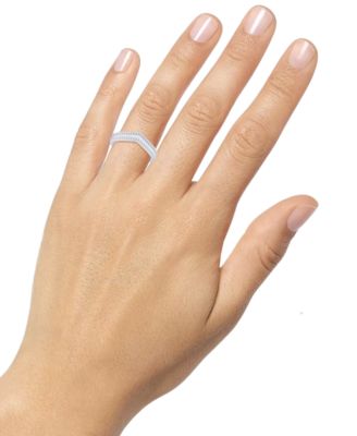 Diamond Baguette & Round Chevron Ring (1/3 ct. t.w.) in 14k White Gold