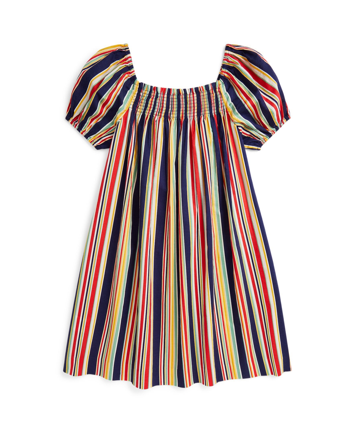 Polo Ralph Lauren Striped Smocked Cotton Dress In Multistripe