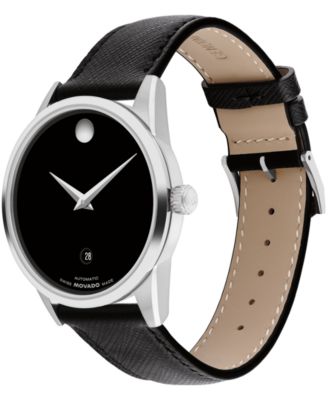 Men's Museum Classic Swiss Automatic Black Leather Watch, 40mm