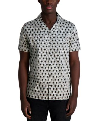 KARL LAGERFELD PARIS - Men's Regular-Fit Geometric Button-Down Camp Shirt